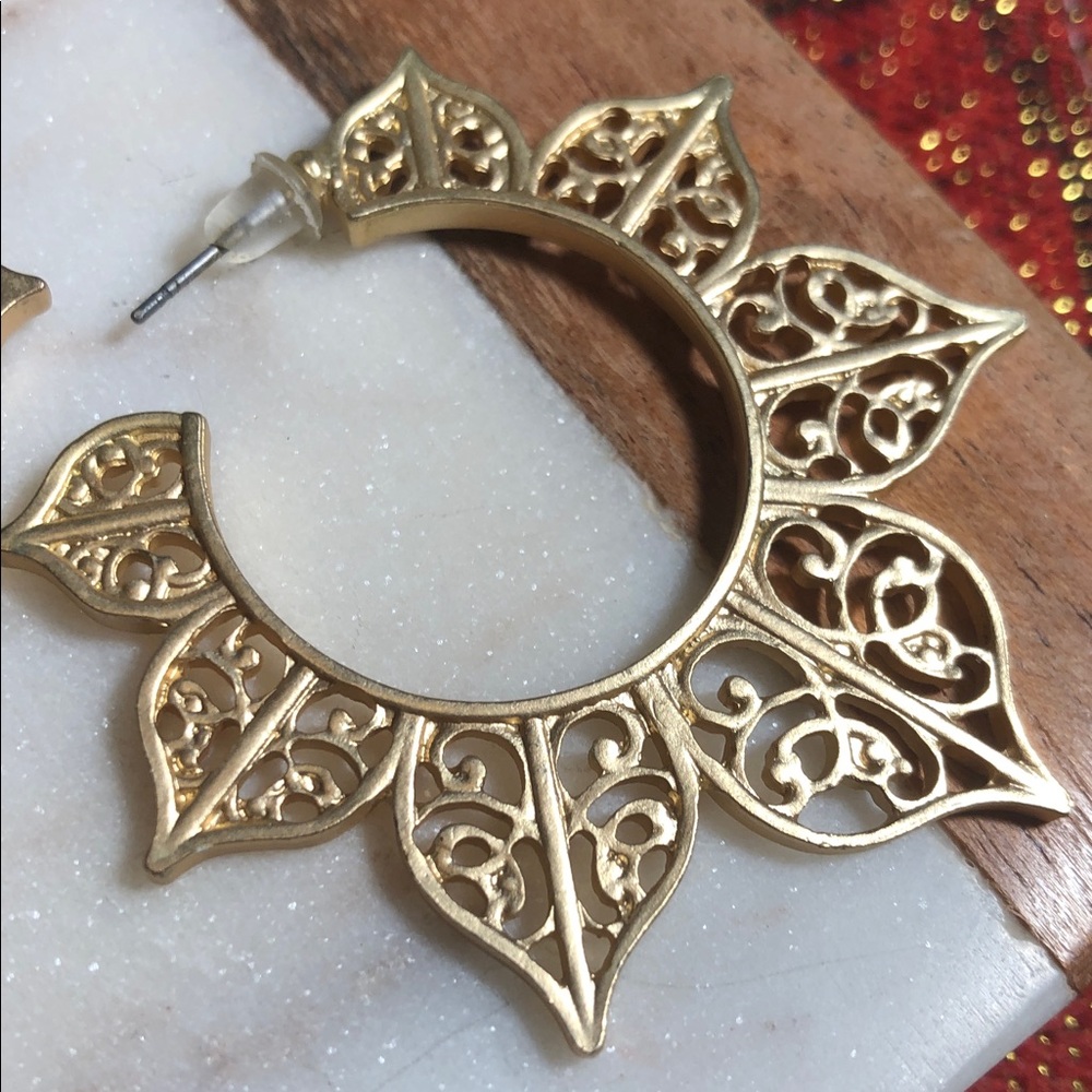 Lulus Mullen Gold Hoop Earrings - Picture 3 of 11